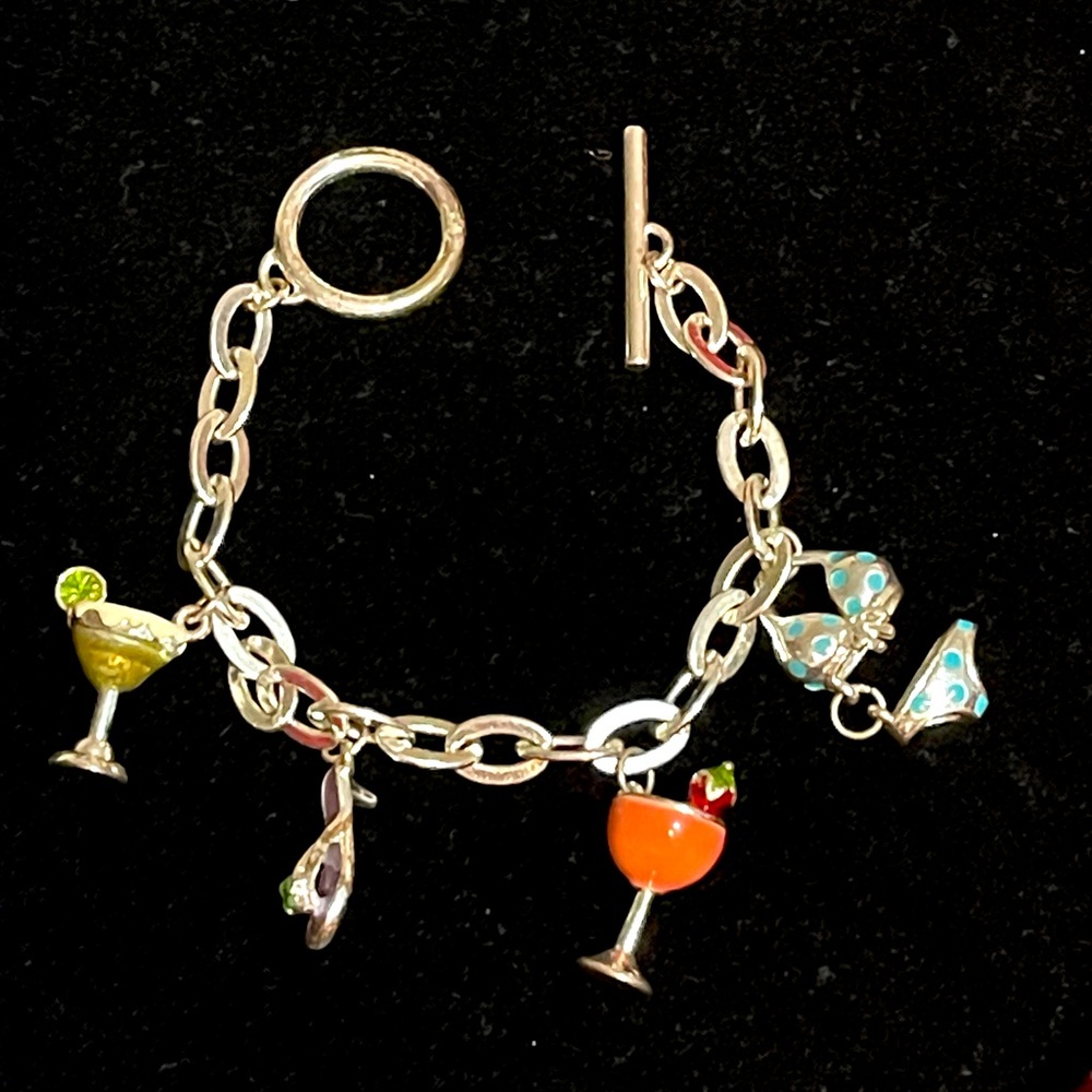 Vintage 1990's Nine West Silver Tone Summer Beach Charm Bracelet